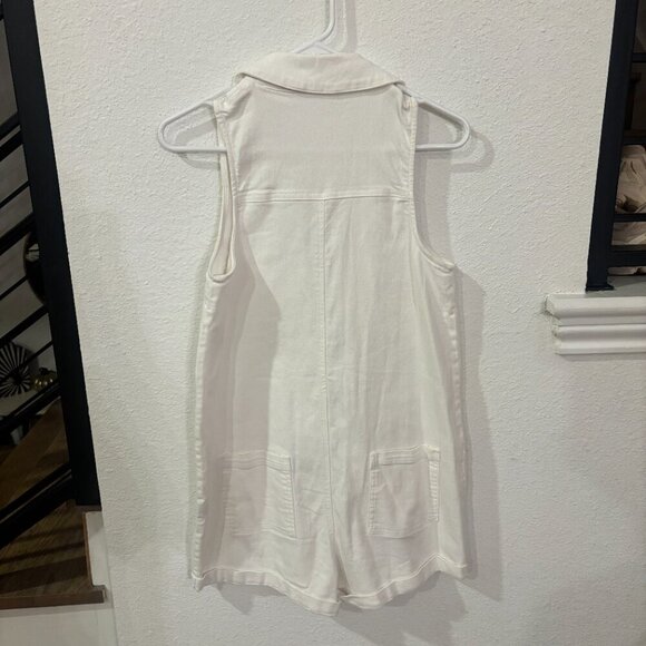 Entro Zipper Front White Denim Romper - Picture 3 of 6